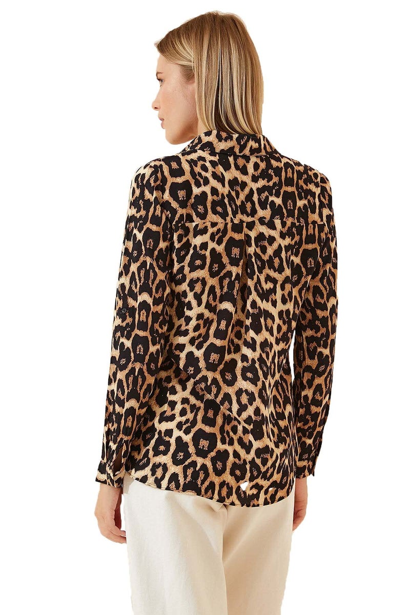 BIG DART Blouses for Women Fashion, Casual Long Sleeve Button Down Shirts Tops, XS-3XL (Leopard Print, Medium) - Image 3